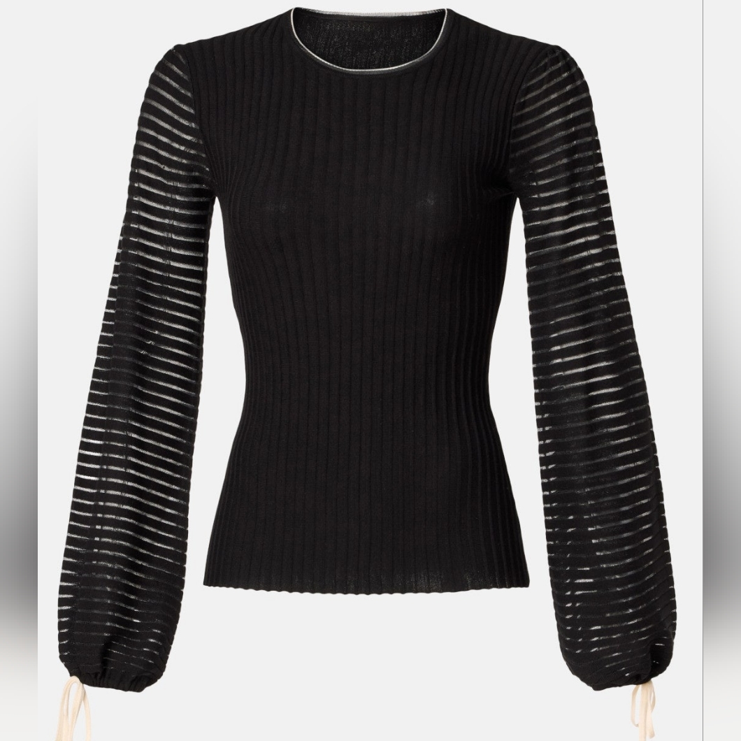Roksanda Tie Puff Sleeve Top Knits Crew Neck Long Sleeve Size S